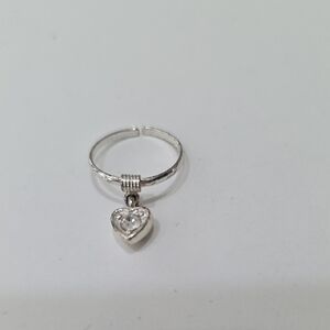 Silver Heart Pendant Adjustable Ring